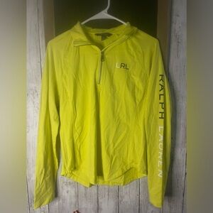 LRL Active 1/4 Zip Jacket Neon Logo Womens Workout Top Long Sleeve Sz M